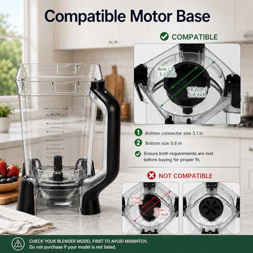 72oz Blender Pitcher Replacement for Ninja BN750 BN800 BN801 - BPA-Free, Dishwasher Safe