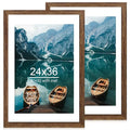 24x36 Poster Frame Set of 2 - Rustic Brown Wood Style for 20x30 or 24x36 Photos (Variation: Rustic Brown / 24x36 in)