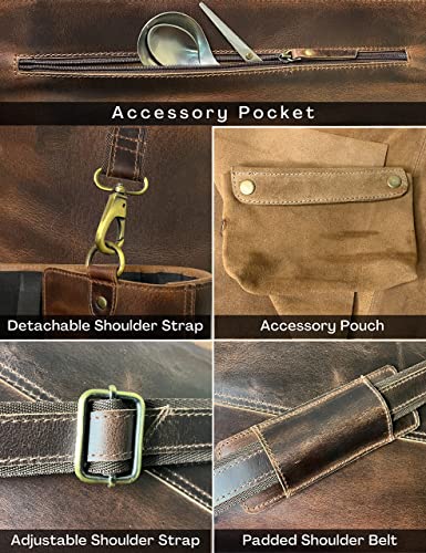Rustic Town Genuine Leather Chef Knife Roll - Walnut Brown, Holds 11 Knives