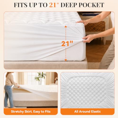 Queen Size Heated Mattress Pad with Dual Controls - Auto Shut Off & Fast Heating - White