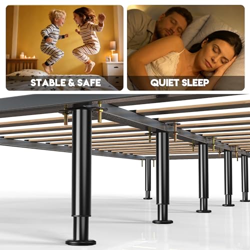 14-23.6 Inch Adjustable Bed Support Legs 6 Pack - Heavy Duty Metal Bed Frame Support with Rubber Non-Slip Base