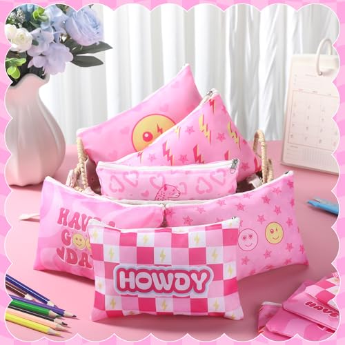 Blosssound 24 Pcs Cosmetic Bags Makeup Bags Bulk Cute Portable Pouches with Zipper Travel Toiletry Organizer Purse Women's Gift Birthday Party Favors(Preppy)