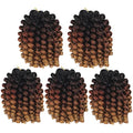 8 Inch Jamaican Wand Curl Crochet Hair - Ringlet Twist Extensions, Pack of 5, Color 1B/30/27