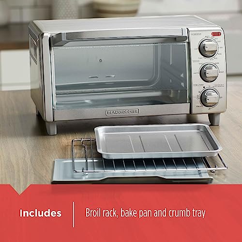 Toaster Oven 4-Slice Countertop Toaster Oven with 4 Functions – Removable Crumb Tray
