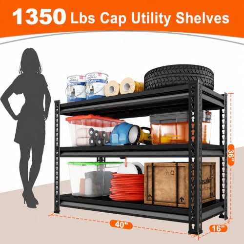 Heavy Duty Metal Garage Shelving Units - 40" W x 16" D x 36" H Black - Variation of THIS listing