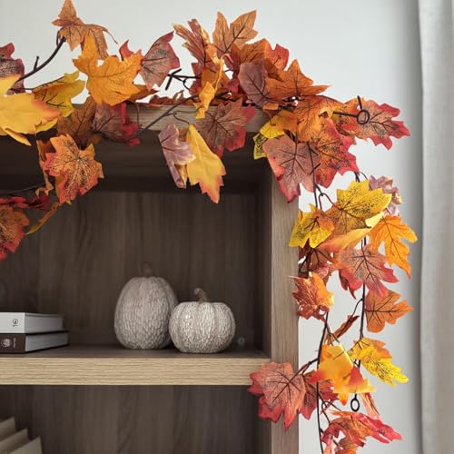 CQURE 40 Pack Fall Leaf Garland 236Ft Autumn Maple Leaves Thanksgiving Decor