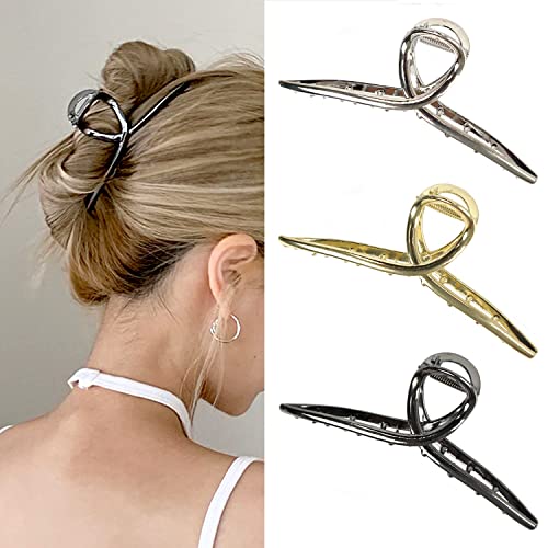 Big Metal Butterfly Hair Clips Set - 5.1 Inch Large Hair Accessories for Thick, Long Hair, 3 Colors - Variation of MetalHairClips3