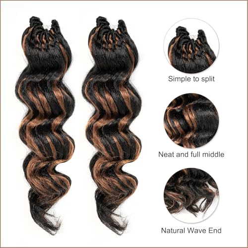 Crochet Hair Extensions - Ocean Wave Deep Twist 12 Inch 8 Pack Black & Brown Highlight