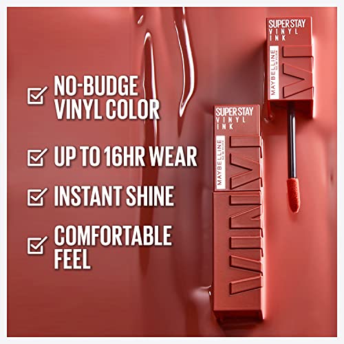 Maybelline Super Stay Vinyl Ink Liquid Lipstick Bundle - Longwear No-Budge Red & Brown