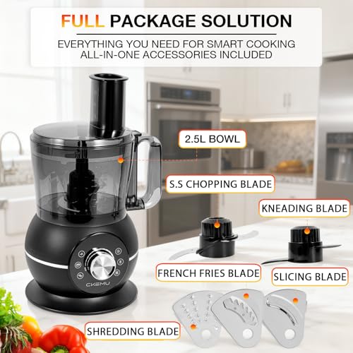 12-Cup Electric Food Processor with 11 Speeds & Digital Timer