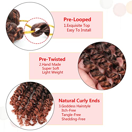 Fulcrum Passion Twist Crochet Hair 8 Inch - 9 Packs Pre Looped for Black Women