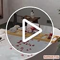 Wooden Bathtub Caddy Tray with Adjustable Slots for Wine Phone Candle Spa