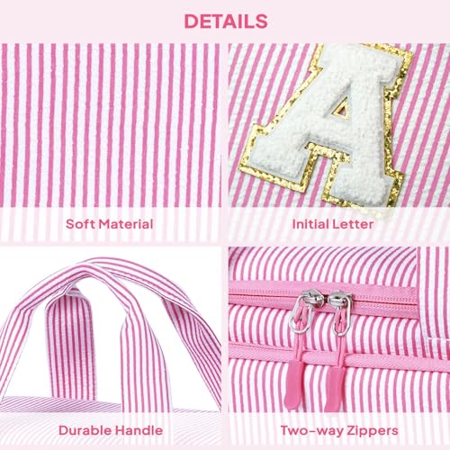 YOOLIFE Purple Travel Toiletry Bag with Initial Embroidery - Spacious Organizer & Hanging Design