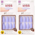 KISS Gel Fantasy Ready-to-Wear Press-On Sculpted Nails, "Night After", Long, Purple, High Arch Kit with Pink Glue, Manicure Stick, Mini File, and 28 Fake Nails (Pack of 2)