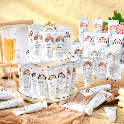 72 Pcs Teacher Appreciation Hand Cream Gift Set - Boho Rainbow Design