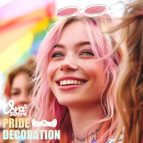 Pride Heart Freckles Face Tattoo - Glitter Temporary Tattoos with Love Symbols | Waterproof LGBTQ+ Sparkle Stickers for Pride Parades, Weddings & Date Nights (8 Sheets)