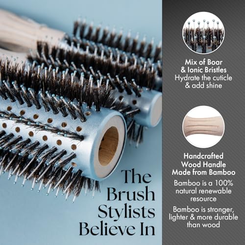 EcoHair Bamboo Hair Brush 2 5/8 Inch - Eco-Friendly Boar Bristles for Shine & Frizz Control