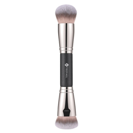 TEOYALL Dual-Ended Foundation Contour Brush, Dense Sculpting Defining and Domed Blending Synthetic Bristles for Liquid Cream Powder