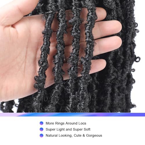 10 Inch Butterfly Locs Crochet Hair - Natural Black, 6 Packs, Style Variation 1B