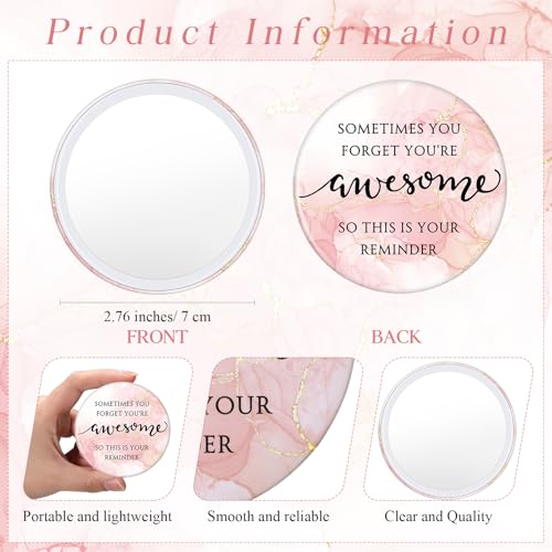Pink Compact Travel Mirror with Inspirational Quote - Bulk Set for Women