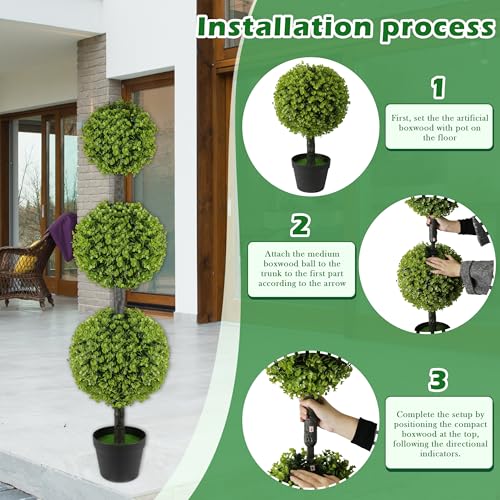 Artificial Topiary Balls Set of 2 Outdoor Garden Decorations - 46.6 Inches