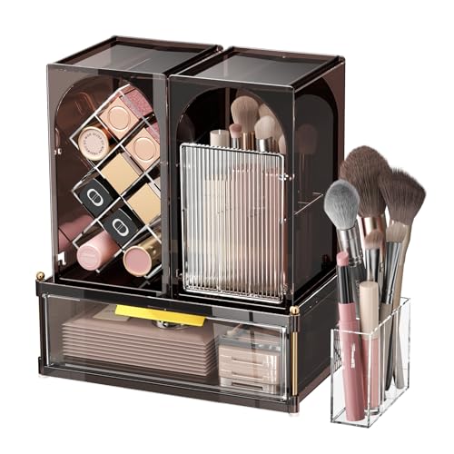 Modular Makeup Organizer, Clear Acrylic Cosmetic Storage Box with Drawer, Vanity Countertop Organizer for Makeup, Skincare and Beauty Accessories ? Multiple Styles
