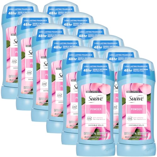 Suave Antiperspirant Deodorant for Women - Powder 12-Pack, 2.6 Oz Solid Sticks, Invisible & Talc-Free - Variation of THIS listing