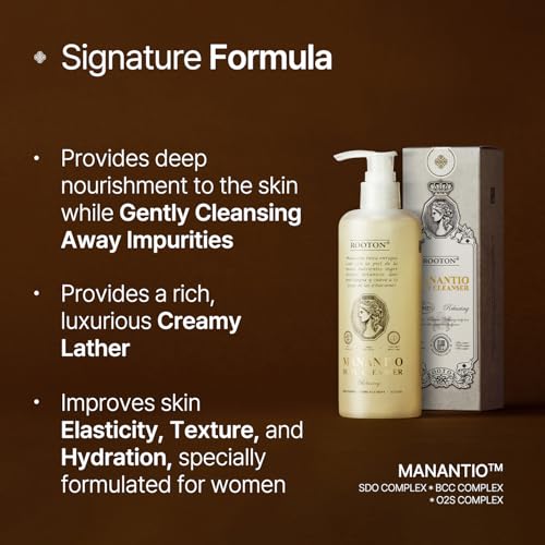 Manantio Women¡¯s Vegan Body Cleanser, Premium Body Wash for Smooth Texture, Firmness & Hydration, Improves Skin Elasticity and Moisture Balance, 300ml / 10.14 fl oz
