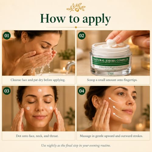 Natural Jojoba Complex Night Cream - Ultra Hydrating Moisturizer for Flakiness & Dry Skin - 1.75 oz