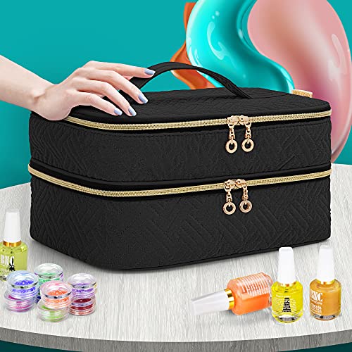 BAFASO Nail Polish Organizer Holds 40 Bottles - Black, Resizable Divider