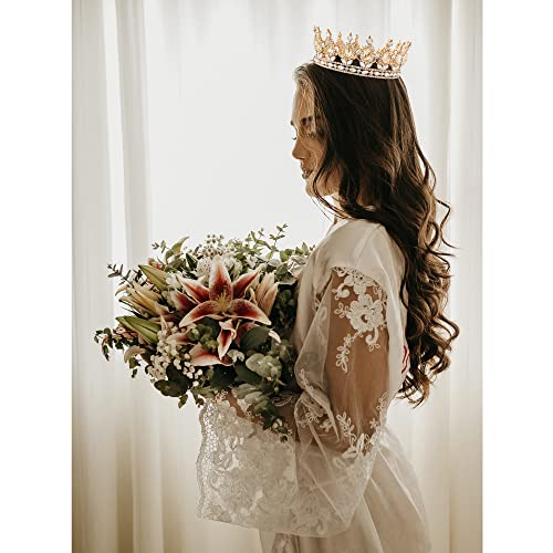 TOBAAT Gold Queen Crown with Rhinestones Wedding Tiara - Bridal Princess Crown