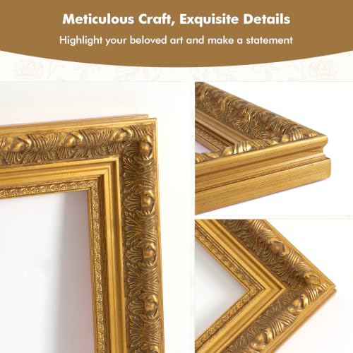 24x36 Gold Wood Canvas Frame for Art & Prints - Ornate Style