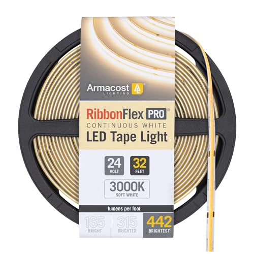 LED Strip Light Tape 24V White COB 3000K 442 Lumens/Ft 10M Soft White