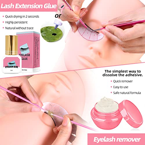 Professional Lash Extension Kit with Mannequin Head & Pink Variation