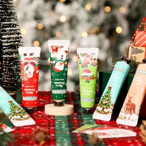 Ojustbeok 50 Sets Christmas Hand Cream Gift Box - Travel Size Moisturizing Hand Lotions with Organza Bags & Cards