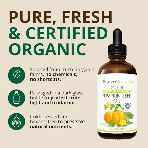 Organic Pumpkin Seed Oil (LARGE 4-OZ Bottle) USDA Certified Organic,