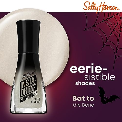 Sally Hansen Insta-Dri, Bat tothe Bone, Quick Dry, Long Lasting, Semi Opaque, Glow in the Dark Nude Nail Polish