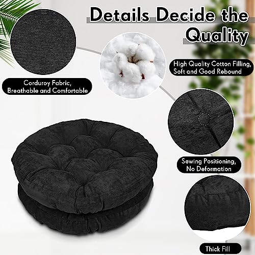 Jerify 6 Pcs Large Round Floor Cushions - 22 x 22 Inches, Black Variation 6