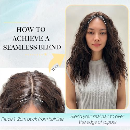 Curly Clip-In Hair Topper for Thinning Hair Women - 16 Inch Dark Espresso Brown - Natural Volume & Coverage