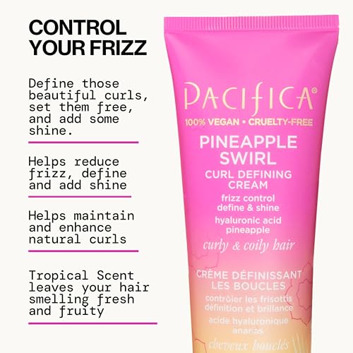 Pacifica Pineapple Curls Curl Cream & Refresher Mist Set 12 Fl Oz for Curly & Coily Hair