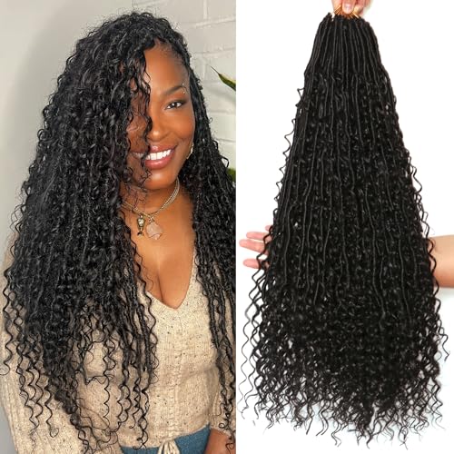Goddess Locs Crochet Hair 24 Inch - Soft Boho Faux Locs for Black Women, 8 Packs (1B#)