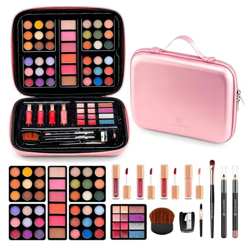 Pink Color Nymph Makeup Kit for Teen Girls, Beginner Cosmetic Set with 36 Eyeshadows