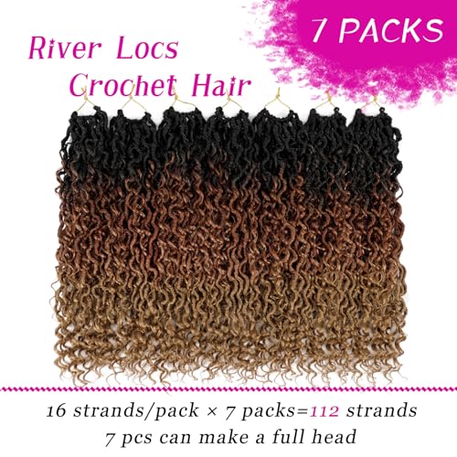 Dorsanee Faux Locs Crochet Hair 18 Inch for Black Women, Short Goddess Style, Pack of 7, #1B/30/27
