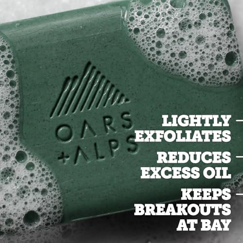 Oars + Alps Exfoliating & Moisturizing Bar Soap for Men, Deep Cleaning Soap, Clean Ingredients, All Skin Types, Peppermint Charcoal, 3pk