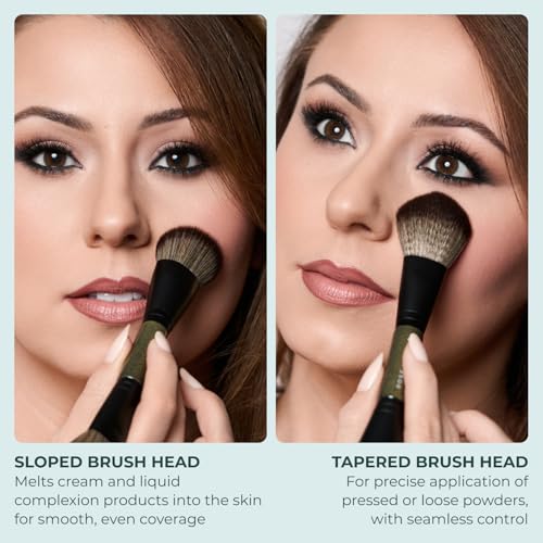 D1 Dual-Ended Foundation Brush - Complexion Makeup Tool for Liquid & Powder