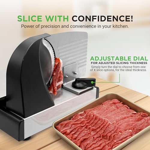 Nutrichef Electric Meat Slicer | 200W Automatic Meat, Deli & Bread
