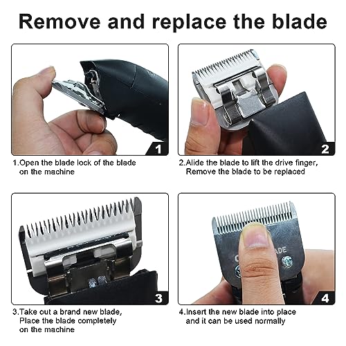 Size3-1/2 Professional Detachable Replacement stainless steel Blades set,compatible with Andis AGC,BDC,BGC,MBG Series,oster Classic 76/Star-Teq/Power-Teq Clippers£¬Cut Length 3/8-Inch(9.5mm) black