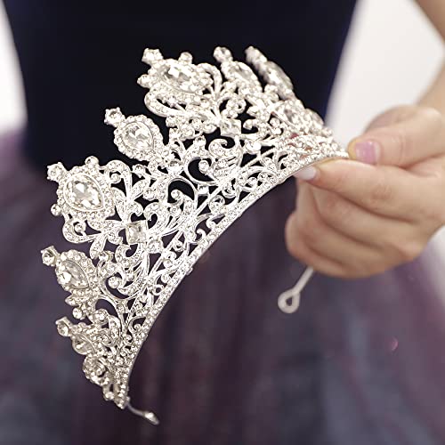 Silver Rhinestone Tiara for Women Girls Bridal Wedding Prom Princess Crown