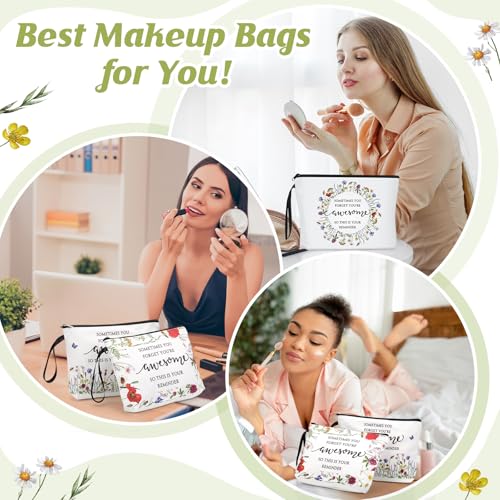 20 Inspirational Floral Canvas Makeup Bags for Women - Bulk Set