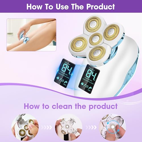 Electric Razors for Women Legs 5D:Magnetic Shaver Heads Waterproof Rechargeable Shaver Multi-Use for Hair Removal on Legs Bikini Body-Blue